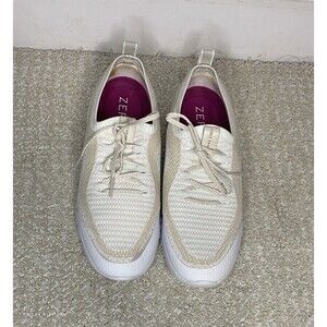 Cole Haan ZERØGRAND Men's White Beige Canvas Sneakers Size 7 B Lace Up
